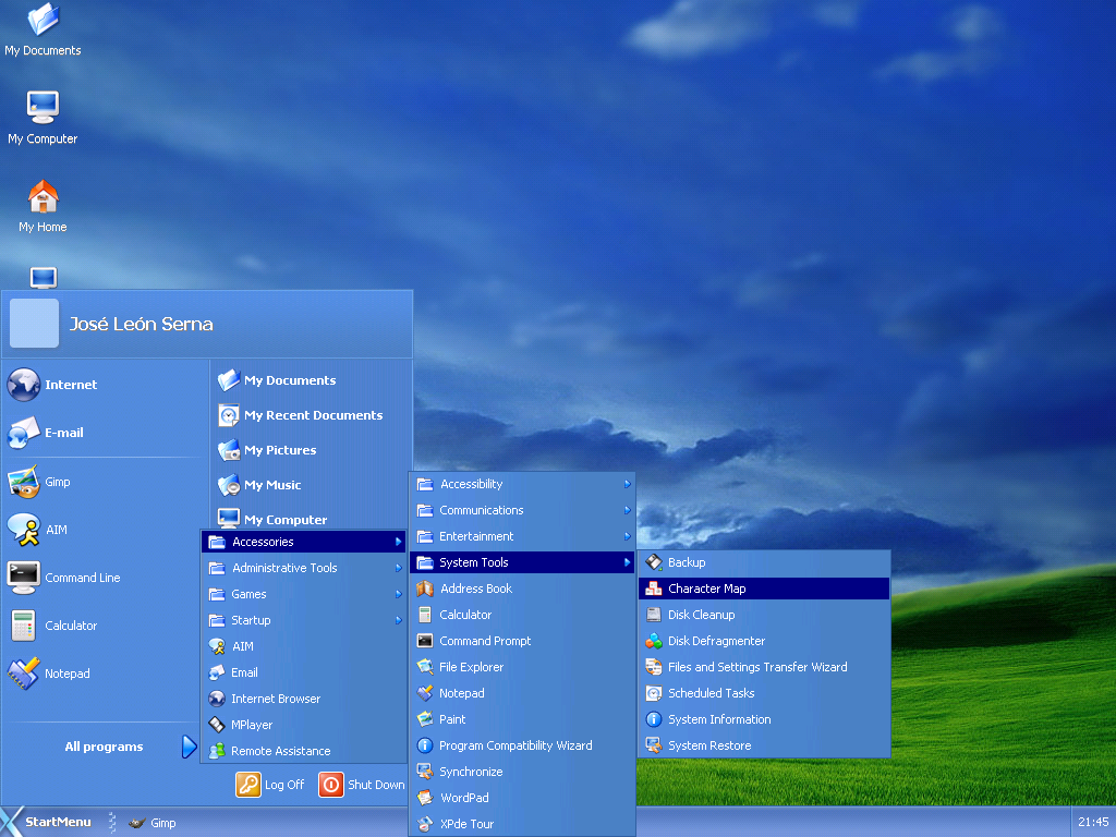 linux xp desktop